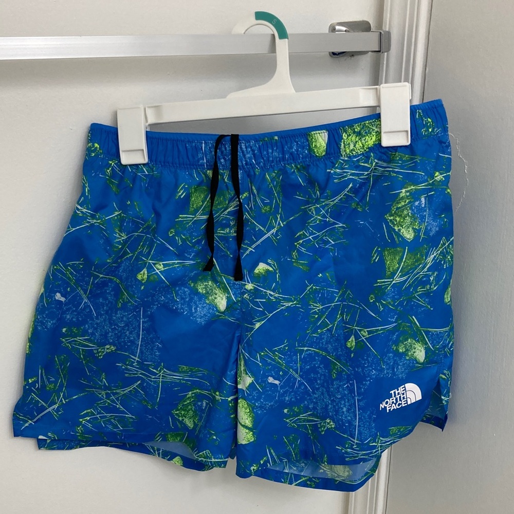 The North Face Blue and Green Graphic Swim Shorts